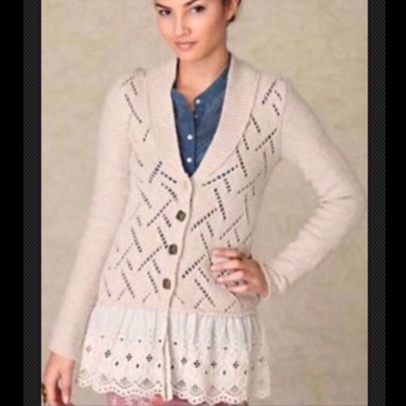 Free People Wool Blend Skirted Cardigan in Oatmeal - Picture 8 of 8